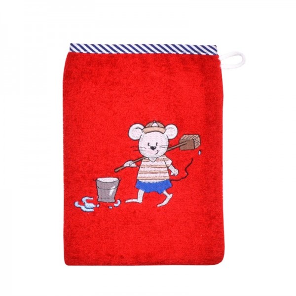 Waschhandschuh &quot;Maus&quot; rot