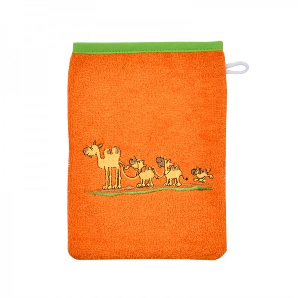Waschhandschuh &quot;Kamele&quot; orange